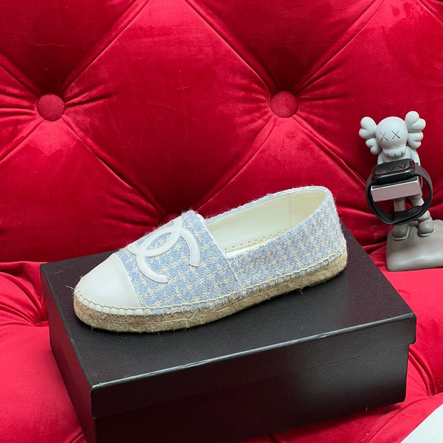 WOVEN LOAFERS IN LIGHT BLUE FABRIC