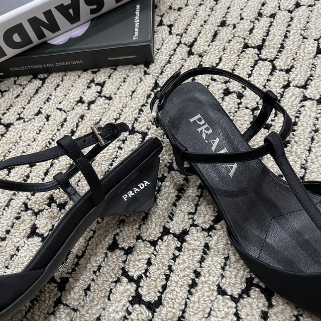 PRA SATIN SLINGBACK PUMPS BLACK
