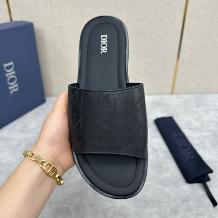 CD SLIDE SANDAL BLACK CALFSKIN