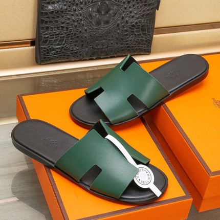 HM IZMIR SANDAL DARK GREEN AND BLACK CALFSKIN