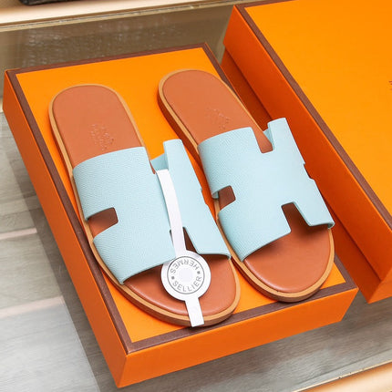 HM IZMIR SANDAL PASTEL BLUE AND TIGER CALFSKIN