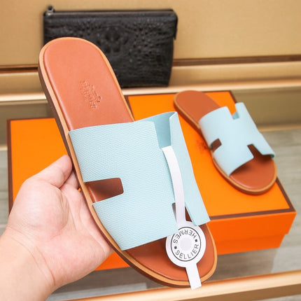 HM IZMIR SANDAL PASTEL BLUE AND TIGER CALFSKIN