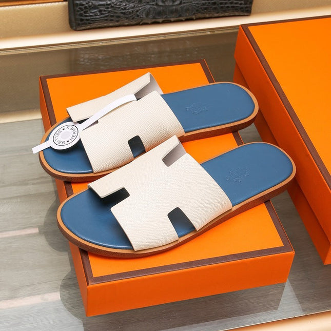 HM IZMIR SANDAL AEGEAN AND WHITE CALFSKIN