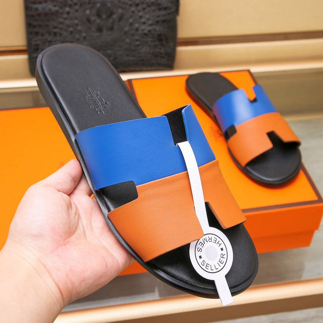 HM IZMIR SANDAL COBALT AND TIGER LAMBSKIN