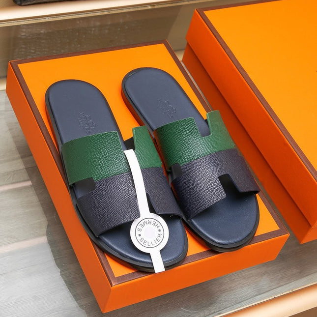 HM IZMIR SANDAL BLACK AND DARK GREEN LAMBSKIN