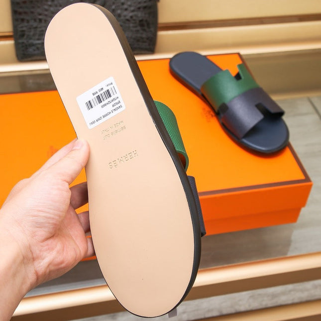 HM IZMIR SANDAL BLACK AND DARK GREEN LAMBSKIN