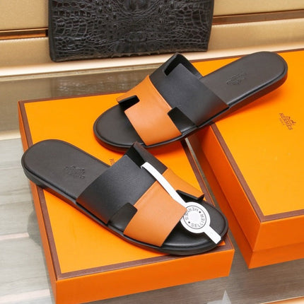 HM IZMIR SANDAL BLACK AND TIGER LAMBSKIN