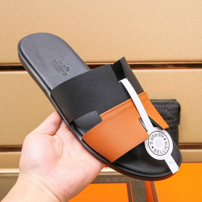 HM IZMIR SANDAL BLACK AND TIGER LAMBSKIN