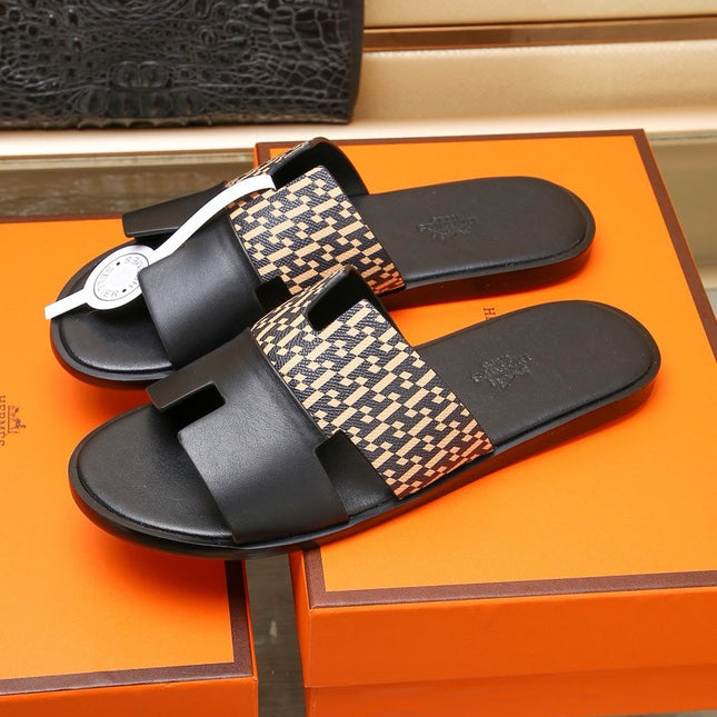 HM IZMIR SANDAL BLACK AND PEACHY CALFSKIN