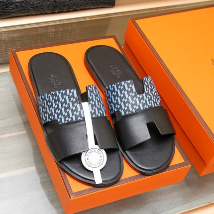 HM IZMIR SANDAL BLACK AND SKY CALFSKIN