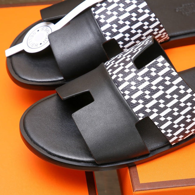 HM IZMIR SANDAL BLACK AND WHITE CALFSKIN