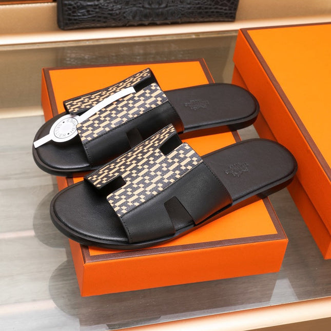 HM IZMIR SANDAL BLACK AND PEACHY LAMBSKIN