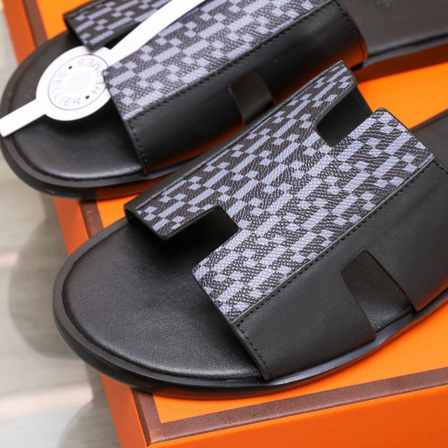 HM IZMIR SANDAL BLACK AND LAVENDER LAMBSKIN