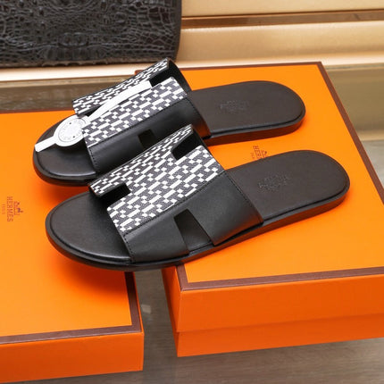 HM IZMIR SANDAL BLACK AND WHITE LAMBSKIN