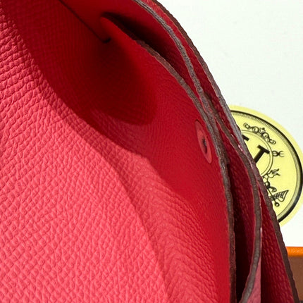 CALVI DUO COMPACT CARD HOLDER IN ROSE POP EPSOM CALFSKIN