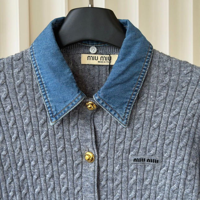 MIUMIU 26S COLLAR KNIT CARDIGAN 1573