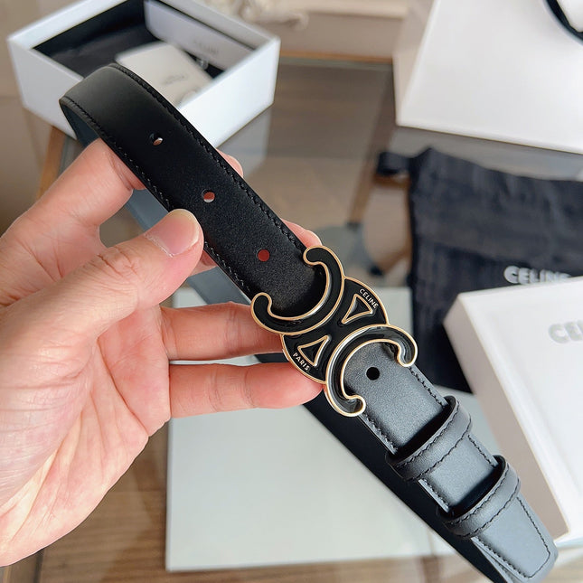 CELINE 26S BELT 25 MM IN BLACK CALFSKIN 669837