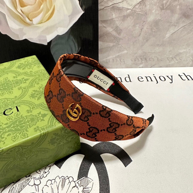 GINGER ORANGE MONOGRAM CANVAS HAIRBAND 369309