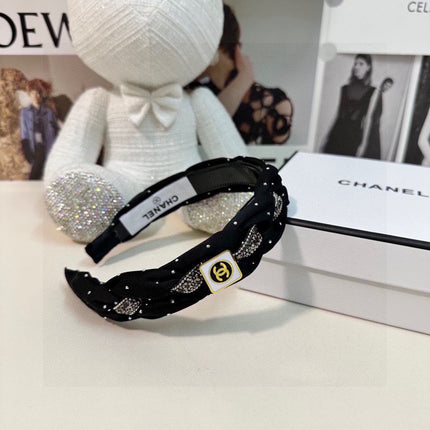 BLACK FABRIC HAIRBAND WITH CRYSTAL 412475
