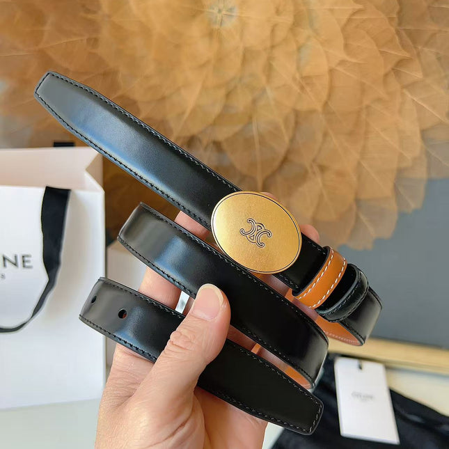 CELINE 26S BELT 25 MM IN BLACK CALFSKIN 672298