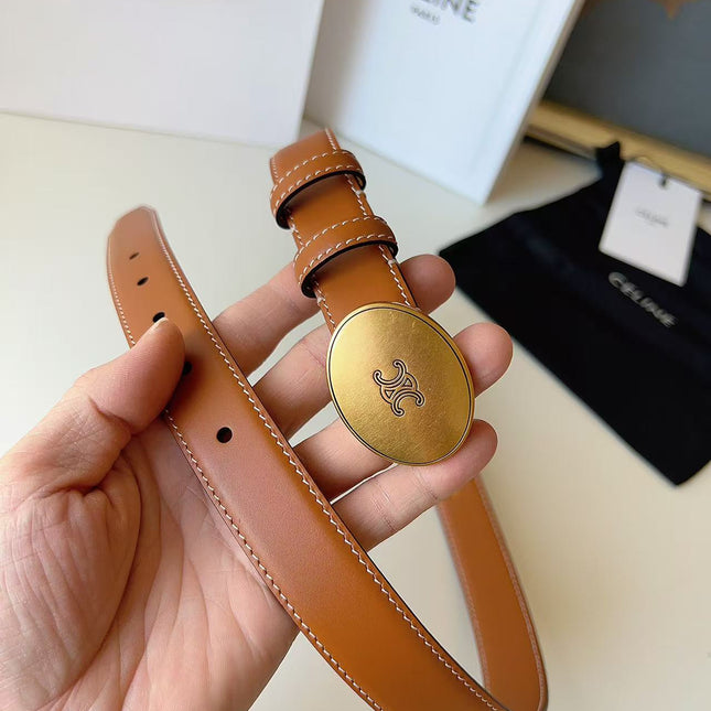 CELINE 26S BELT 25 MM IN BROWN CALFSKIN 672303