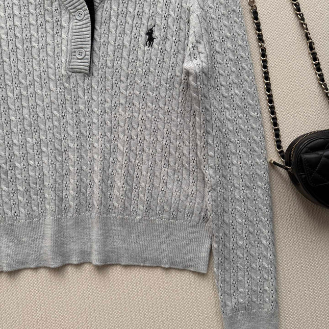 RALPH LAUREN 26S LAYERED V-NECK CABLE-KNIT SWEATER 705