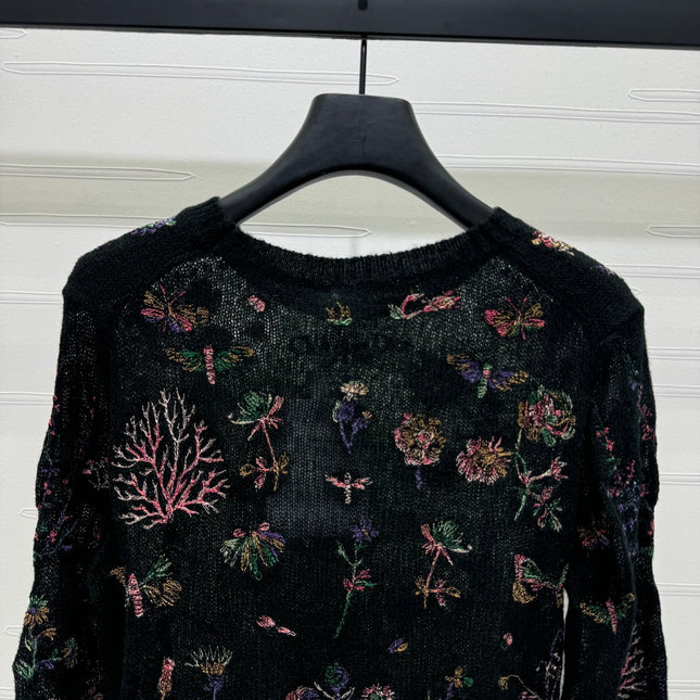 DIOR FLORAL EMBROIDERED KNITTED LONG-SLEEVE TOP 276695