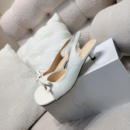 DIOR 26S BOW HEELED SLINGBACK SANDAL 45MM IN IVORY WHITE CALFSKIN
