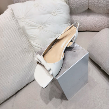 DIOR 26S BOW HEELED SLINGBACK SANDAL 45MM IN IVORY WHITE CALFSKIN