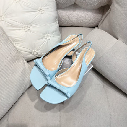 DIOR 26S BOW HEELED SLINGBACK SANDAL 45MM IN SKY BLUE CALFSKIN