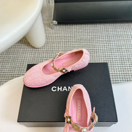 MARY JANE SHOES LIGHT PINK WOOL TWEED