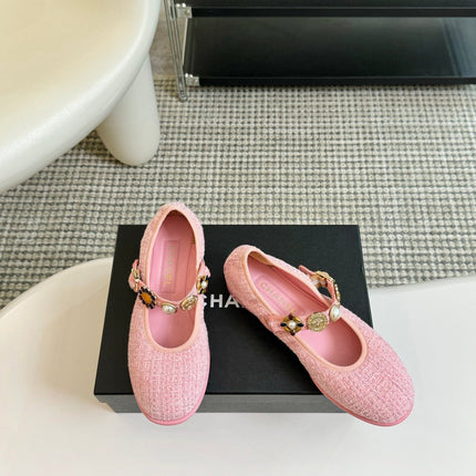 MARY JANE SHOES LIGHT PINK WOOL TWEED