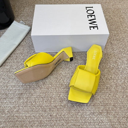 LOEWE 26S HEELED MULE SANDALS 45MM IN YELLOW CALFSKIN