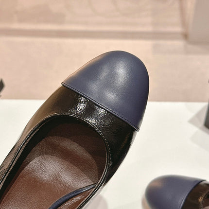 HIGH SLINGBACKS BLACK MIX VIOLET SHEEPSKIN