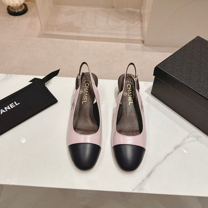 SLINGBACKS LIGHT PINK MIX BLACK SHEEPSKIN
