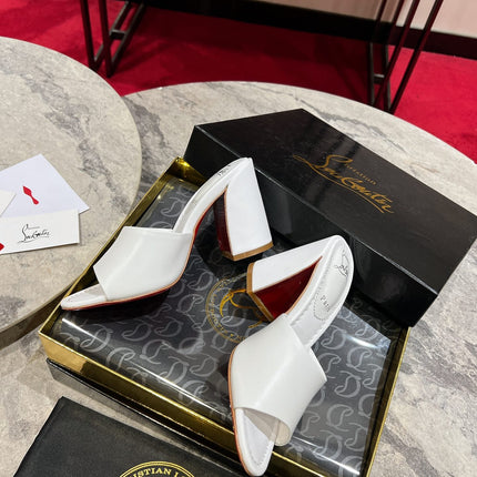CHRISTIAN LOUBOUTIN 26S HEEL SANDALS 85 MM IN WHITE CALFSKIN