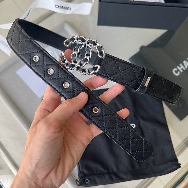 CHANEL 26S BELT 30 MM IN BLACK CALFSKIN 652633