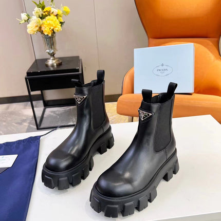 PRA MONOLITH BRUSHED BOOTIES 55 BLACK CALFSKIN