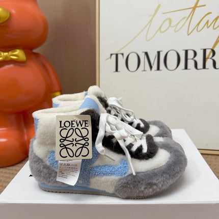 LOEWE 26S LACE UP SNEAKERS IN MULTICOLOR SHEARLING 02