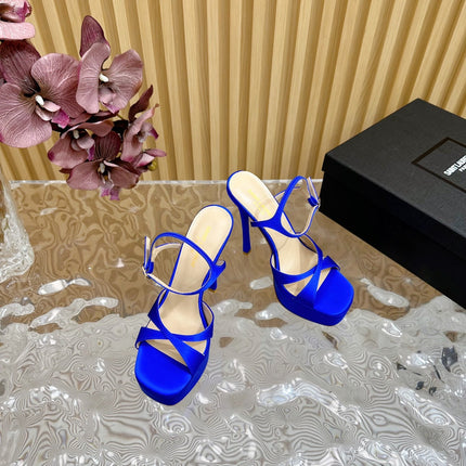 DEBBIE PLATFORM SANDALS IN ADMIRAL BLUE SILK