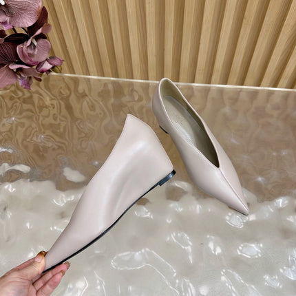 HM 25S HIGH-HEEL WEDGE SHOES 50 MM IN PALE PINK BEIGE LAMBSKIN