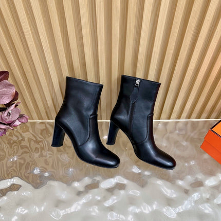 HM 25S ANKLE BOOTS 70 MM IN BLACK LAMBSKIN