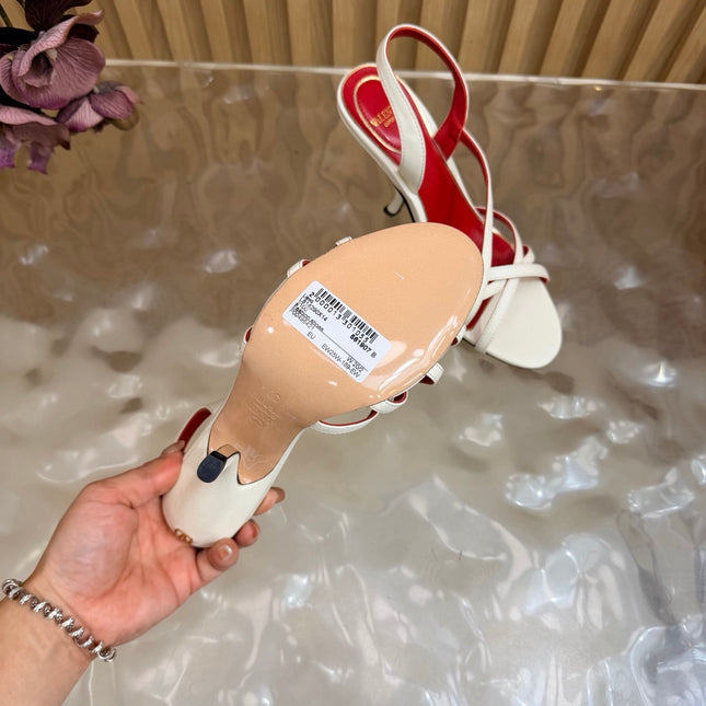 VALENTINO 26S STRAPPER HEEL SANDALS 100 MM IN OFF-WHITE CALFSKIN