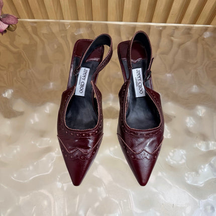 JIMMY CHOO 26S SLINGBACK PUMPS 65 MM IN BURGUNDY CALFSKIN
