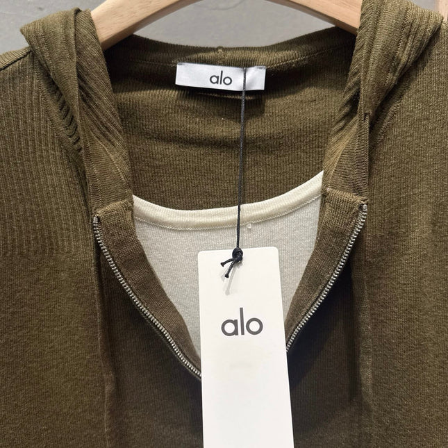 ALO 26S HALF-ZIP HOODED KNIT TOP 448