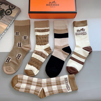 HERMES 26S CREW SOCKS 398701 (1 BOX)