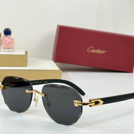 C DE RIMLESS GEOMETRIC FRAME SUNGLASSES 547386 IN METAL AND WOODEN