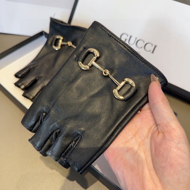 FINGERLESS GLOVES IN BLACK LAMBSKIN 436035