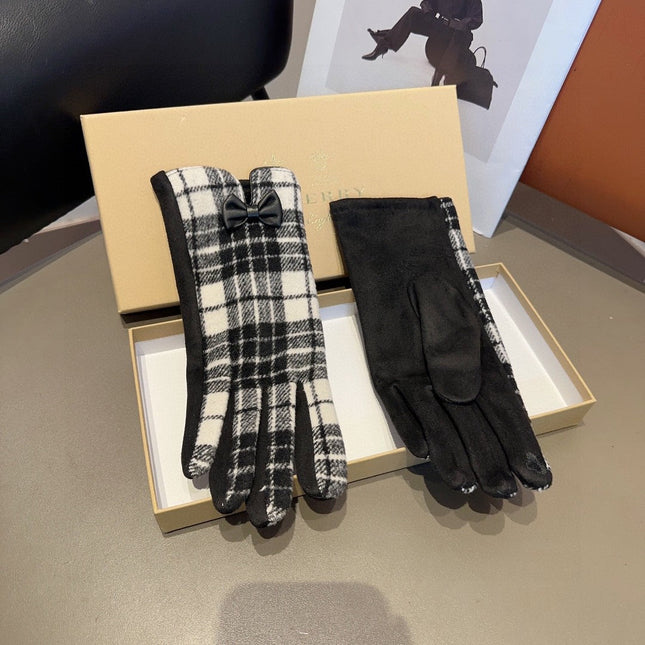 GLOVES IN BLACK WOOL WITH BOW 462284