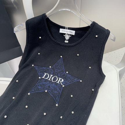 TANK TOP 633197 IN BLACK COTTON EMBOSSED PEARL